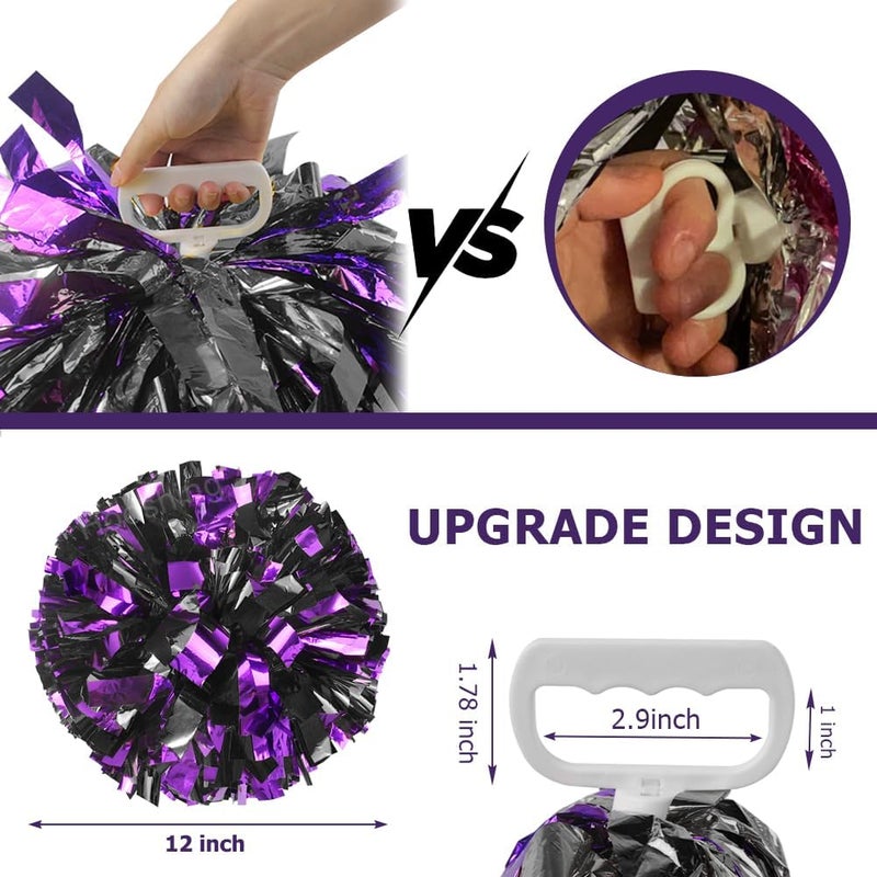 Hooshing 4PCS Pom Poms Cheerleading with Finger-Friendly Handle for Cheering Squad & Dance Team - Image 2